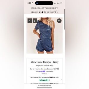 Indie Collection Navy One Shoulder Romper